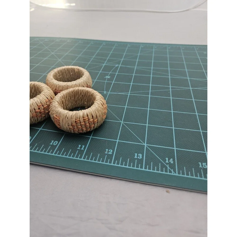 Jute Woven Natural Napkin Rings Lot of 3